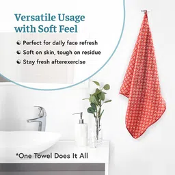 Kuber Industries Red & White 3 Pcs Printed Microfiber 280 GSM Ultra Absorbent Face Towels image 4