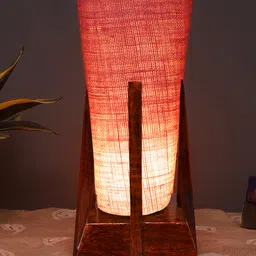 Devansh Pink Jute conical Wooden Table Lamp-image-13
