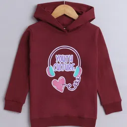 BUMZEE Cotton Looper Full Sleeves Youth Culture Text Printed Hooded Sweatshirt - Red-picture-19