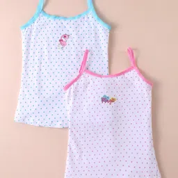 Bodycare Cotton Knit Singlet Sleeves Slips with Flamingo & Text Print Pack of 2 - White-picture-21