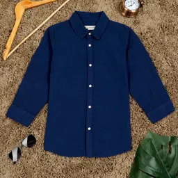 The Lion and the Fish Full Sleeves Solid Shirt - Blue-picture-25