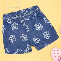 Pantaloons Junior Cotton Floral Printed Shorts - Blue-picture-23