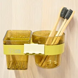 Voncasa Bathroom Holder ,Yellow ,Plastic ,Cylindrical & Rectangular Shape-picture-11