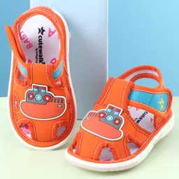 Cute Walk by Babyhug Sandals with Velcro Closure & Ship Applique - Orange-picture-14