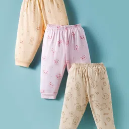 Zero Sinker Knit Full Length Lounge Pants with Animal Print Pack of 3 - Peach & Pink-picture-15