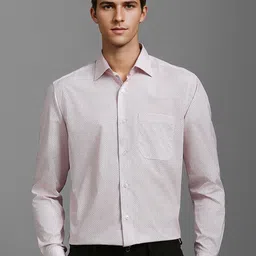 Louis Philippe Men Classic Spread Collar Geometric Printed Cotton Formal Shirt-image-59