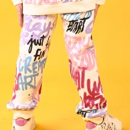 Anthrilo Fleece Full Sleeves Create Art Printed Warm Joggers - Off White image 3