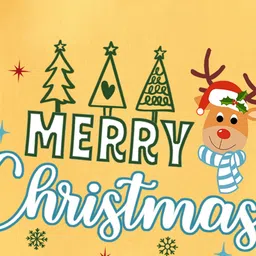 BLUSHES Christmas Theme 100% Cotton Half Sleeves Merry Christmas Text Printed Onesie - Yellow image 4