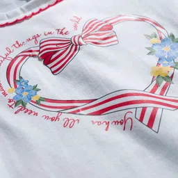 Babyhug 100% Cotton Knit Full Sleeves Top with Heart Print - White image 3