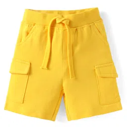 Babyhug Single Jersey Knit Sleeveless T-Shirt and Short Set with Tropical Print- Blue & Yellow image 4