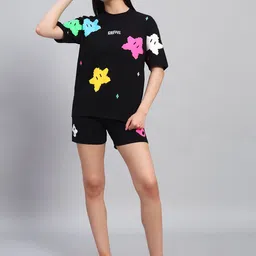 GRIFFEL Printed Oversized-Fit Pure Cotton T-Shirt & Shorts Co-Ord Set image 5