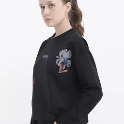 RAREISM Black Blended Printed Long Sleeves Sweatshirt image 4