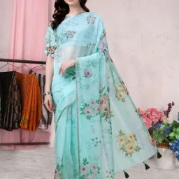 MIRCHI FASHION Blue Printed Saree With Unstitched Blouse-image-74
