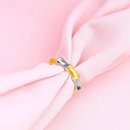 GIVA 92.5 Sterling Silver Golden And Silver Edgy Ring-image-46