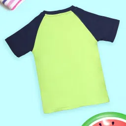 Kiddopanti Boys Neon Green & Navy Printed T-Shirt with Shorts image 4