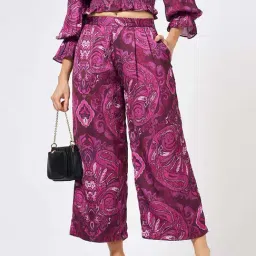 Honey By Pantaloons Red Polyester Flare Fit Print Casual Trousers image 4