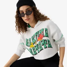 The Souled Store White Cotton Printed Crop Hoodie-image-20