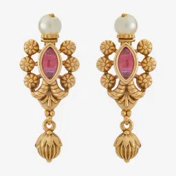 Kushal's Fashion Jewellery Ruby Classic Polished Antique Stud Earrings image 2