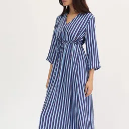FEMMELLA Navy Blue Regular Fit Striped Dress image 4