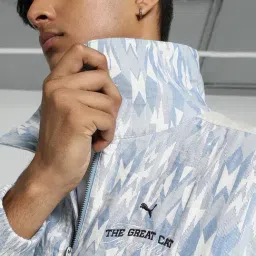 Puma T7 Blue Cotton Relaxed Fit Printed Jacket image 5