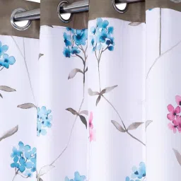 Cortina Polyster Grey Floral Reversible Blackout Eyelet Window Curtains -Set of 2 image 4