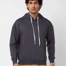 Vastrado Grey Cotton Regular Fit Hooded Sweatshirt-picture-10