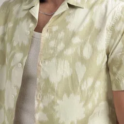 ANDAMEN Beige Regular Fit Printed Cotton Shirt image 4