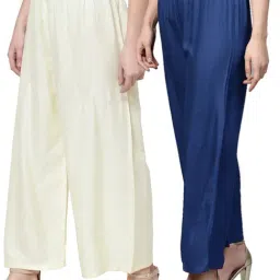 N-Gal Multicolor Flared Fit Palazzos (Pack Of 2)-picture-22
