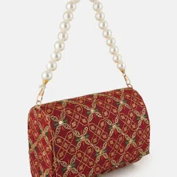 Gaurapakhi Maroon Embroidered Clutch image 4