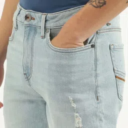United Colors of Benetton Light Blue Regular Fit Denim Shorts image 4