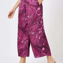 Honey By Pantaloons Red Polyester Flare Fit Print Casual Trousers image 3