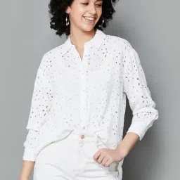 Fame Forever by Lifestyle White Rayon Self Design Top-picture-31