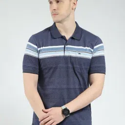 Monte Carlo Blue Regular Fit Striped T-Shirt-picture-25