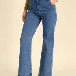 High Star Blue Relaxed Fit High Rise Lightly Washed Jeans-image-45