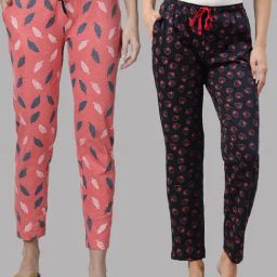 Kryptic Navy & Pink Printed Pure Cotton Elasticated Waist Band Regular Fit Pyjamas - Pack of 2-picture-15
