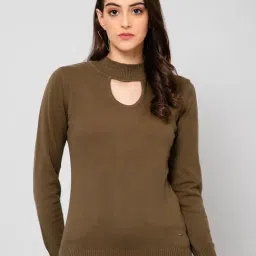 Crozo By Cantabil Olive Wool Pullover-picture-38