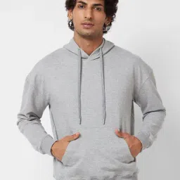 Vastrado Grey Cotton Regular Fit Hooded Sweatshirt-picture-23
