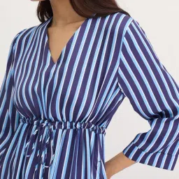FEMMELLA Navy Blue Regular Fit Striped Dress image 5