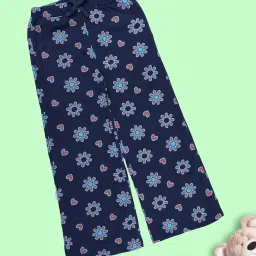 Kiddopanti Girls Maroon & Navy Cotton Regular Fit Printed Pajamas - Pack Of 2 image 3