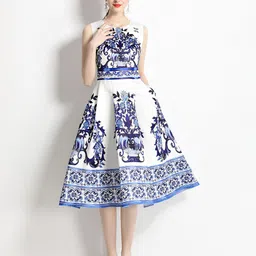 JC Collection Women Ethnic Motifs Printed Fit & Flare Midi Dress-picture-37