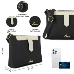 Lavie Black Keiko 2c Color Block Large Leather Cross Body Bag image 3