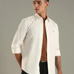 Tommy Hilfiger White Cotton Regular Fit Shirt image 4