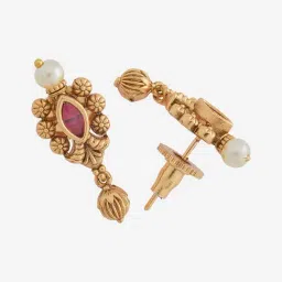 Kushal's Fashion Jewellery Ruby Classic Polished Antique Stud Earrings image 3