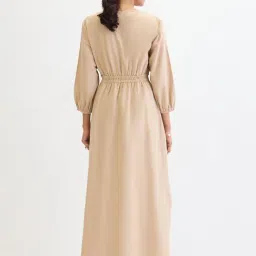 FEMMELLA Beige Relaxed Fit Solid Dress image 2