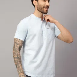 Cantabil Sky Blue Regular Fit Henley T-Shirt image 4