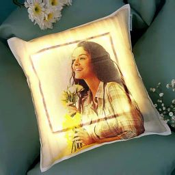 FNP White Canvas Poly Duck Personalised Led Cushion-picture-3