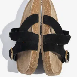 LUNA BLU by Westside Black Criss-Cross Detailed Slip-On Sandals image 3