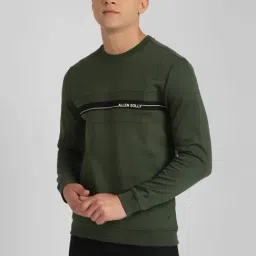 Allen Solly Dark Olive Cotton Regular Fit Colour Block Sweatshirt-picture-36