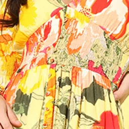 Scorpius Yellow Floral Print Maxi Dress image 4