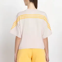 adidas Beige Cotton Striped Sports T-Shirt image 3